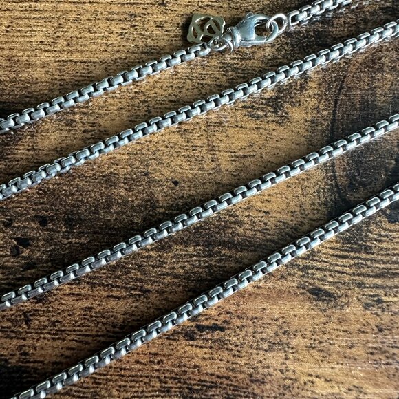 David Yurman Small Box Chain Necklace w/ 14K Gold - 2.7mm - 35.75" - Picture 6 of 15